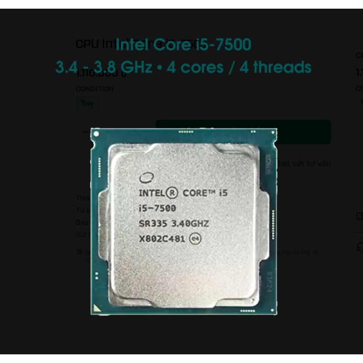 CPU i5-7500 3.4 GHz turbo 3.8 GHz (4คอ 4เทรด)   / Socket LGA 1151 ฟรีซิลิโคน1ซอง ประกัน3เดือน