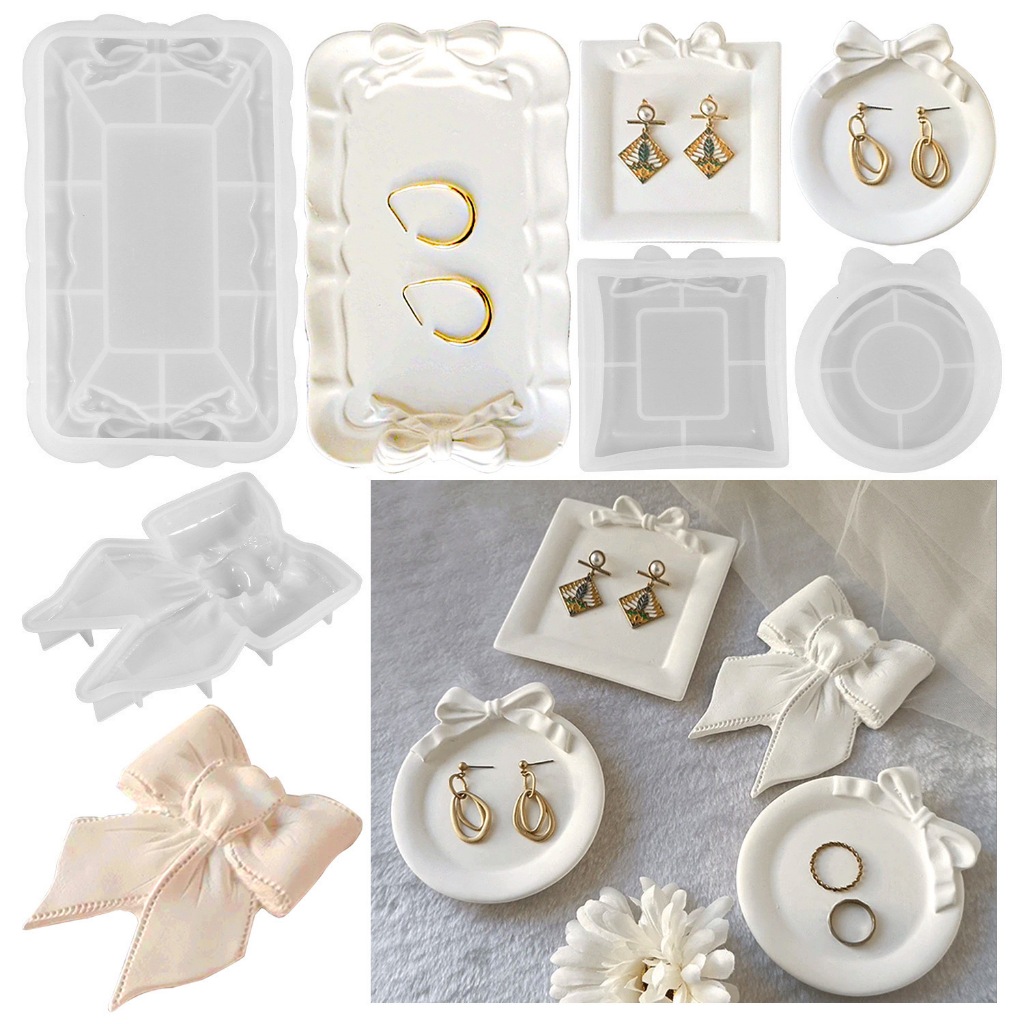【พร้อมส่งจากไทย 】 🎀แม่พิมพ์ซิลิโคนถาดวางของโบว์ 🎀ถาดใส่ของมีโบว์