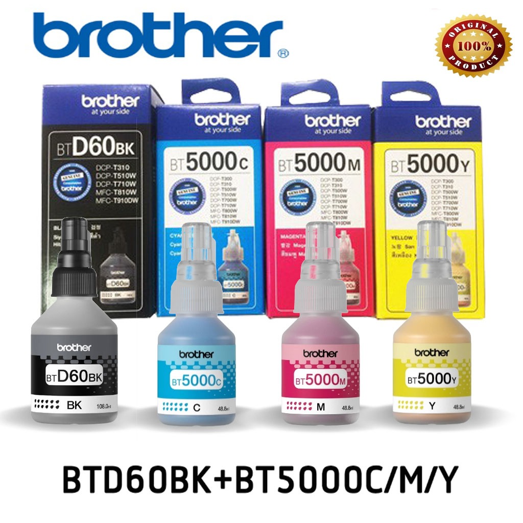 Brother หมึกเติมแท้ D60BK/5000C/M/Y 4สี  100% หมึกแท้​（มีกล่องอย）T220T300,T500,T700,T800,T310,T510,T710,T810T820W T910W