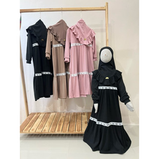 เดรสเด็กอิสลาม 2ชั้น ตกแต่งลูกไม้
