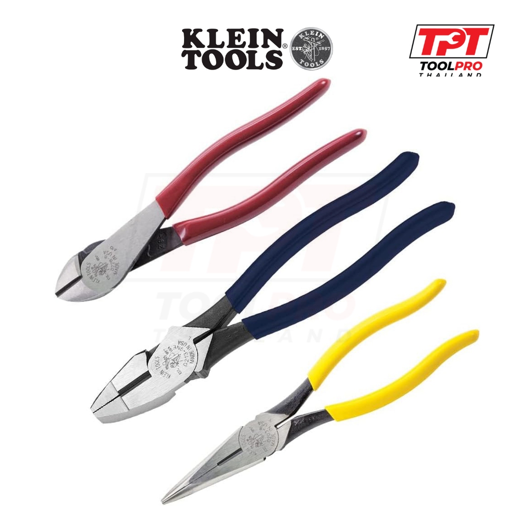 Klein Tools ชุดคีม Plier Set - Lineman's / Diagonal Cutters / Needle Nose Pliers (80020)