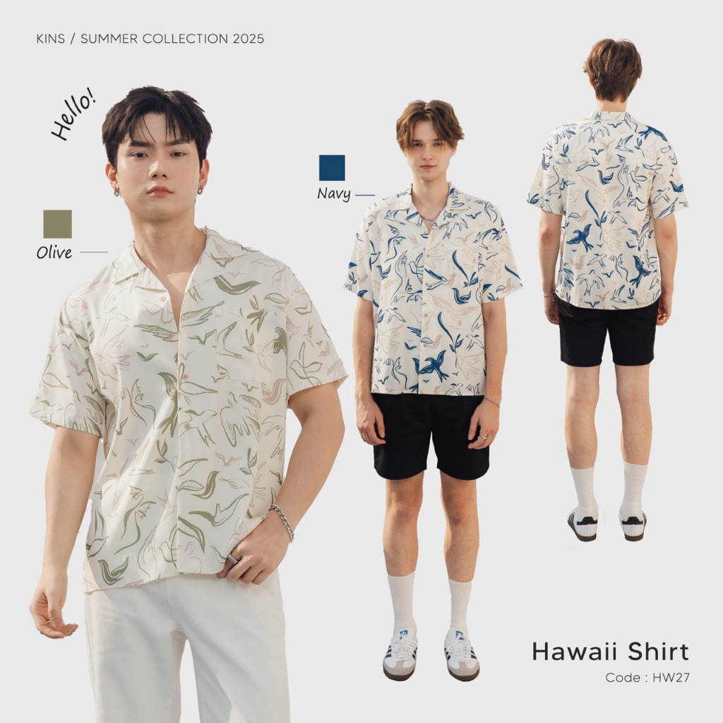 KINS | Hawaii Shirt เสื้อเชิ้ตฮาวาย ทรง Oversize ชุดเดินชายทะเล เสื้อเชิ้ตผู้ชาย (HW27)