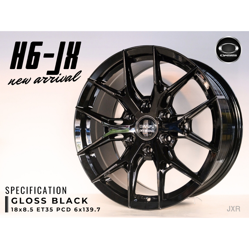 ล้อแม็ก Oasis H6-JX ขอบ 18x8.5 ET35 PCD 6x139.7 สีดำเงา (Gloss Black) | ลายก้านสปอร์ตสุดโฉบเฉี่ยว สำ
