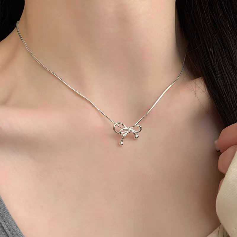 สร้อยคอโบว์แฟชั่น [พร้อมส่งจากไทย] แฟชั่นอินเทรนด์ ทรงฮิต สร้อยคอจี้ สไตล์เรียบง่าย คุณภาพสูง เทรนด์ไฮเอนด์ - รูปที่ 4