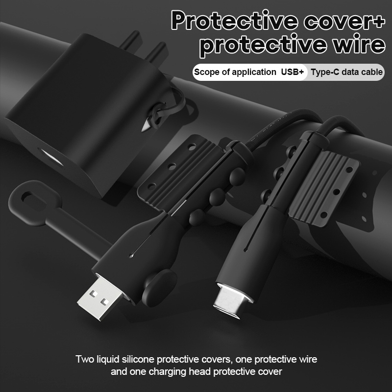 1set(4pcs)ตัวป้องกันสายชาร์จ ชุดป้องกันสายเคเบิลข้อมูลแบบนุ่ม Creative Data Cable สายชาร์จซิลิโคนแบบนิ่มตัวป้องกันสายชาร