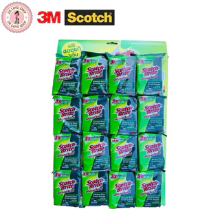 3M Scotch แผ่นใยขัดพร้อมฟองน้ำ ฟองน้ำล้างจาน 3x4 รุ่นแผง(24ชิ้น) รุ่นแถมฟรี 5 ชิ้น สก็อตซ์ไบรต์
