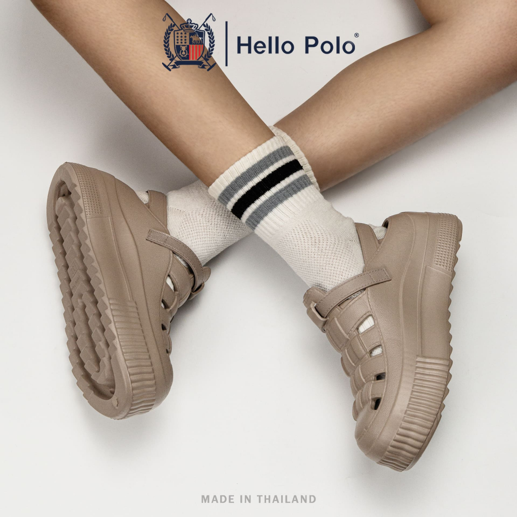 Hello Polo รองเท้าหัวโตผู้หญิง รองเท้าแตะผู้หญิงแฟชั่น พื้นหนานุ่ม แบบรัดส้น ลำลอง กันลื่น วัสดุEVA ส้นหนา 5.5 ซม HP8050