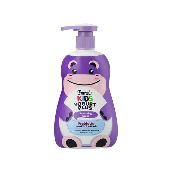 [New] Pureen เพียวรีน คิดส์ โยเกิร์ต พรีไบโอติก เฮดทูโทวอช รีเฟรชชิ่ง เกรป 400 มล. เสริมเกราะป้องกันให้ผิวลูกน้อยแข็งแรง