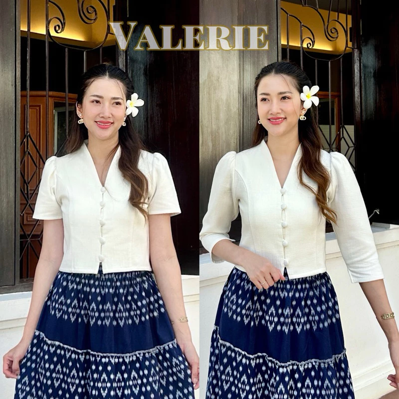 เสื้อคอวีปีน กระดุมหน้า อัดกาวทั้งตัว งานพรีเมี่ยมตัดติ้งเนี๊ยบ สวยมาก