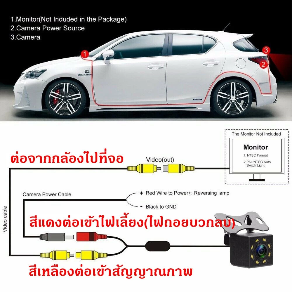 กล้องติดรถยนต์ จอแสดงผล LCD ขนาด 4.3/7 นิ้ว สำหรับติดรถยนต์ จอมองหลังรถยนต์ 4.3 นิ้ว +170°มุมกว้าง กล้องถอยหลังติดรถยนต์ thumbnail 6