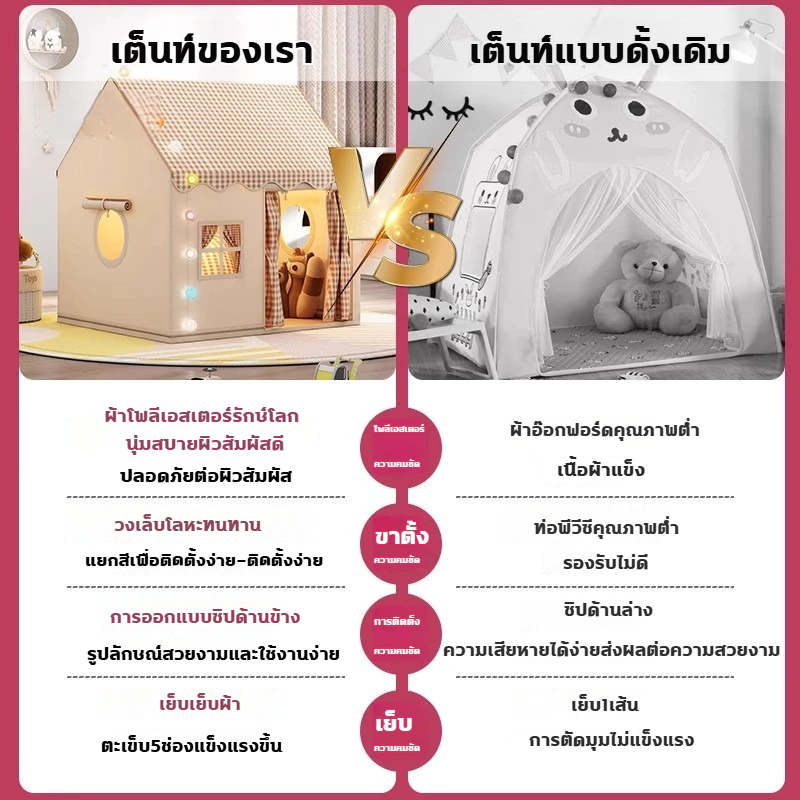 กระโจมเด็ก เต็นท์เด็กบ้านสไตล์เจ้าหญิง สำหรับเด็ก 0-12 ปี thumbnail 4