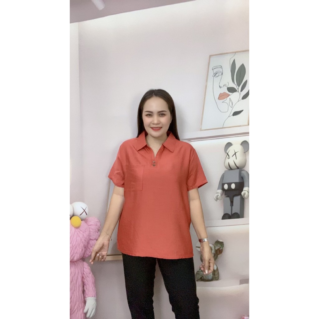 เสื้อคอปกสีดำ  เสื้อสีดำ เสื้อสปันผู้หญิง  รอบอกฟรีไซส์ 40-44นิ้วใส่ได้ค่ะ รุ่น601