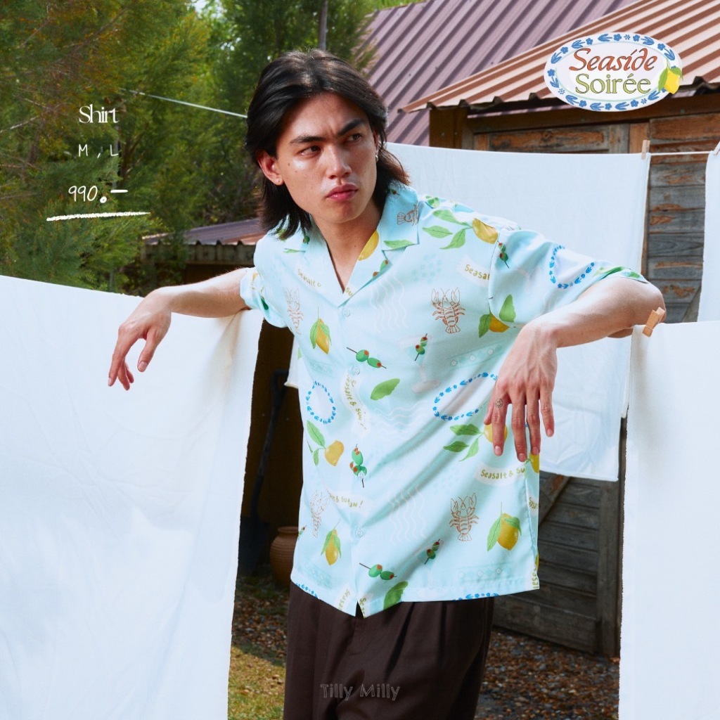 Tilly Milly เสื้อเชิ้ตผู้ชายลายเลม่อน ( สีฟ้า ) - Seaside Soirée - Drop 3