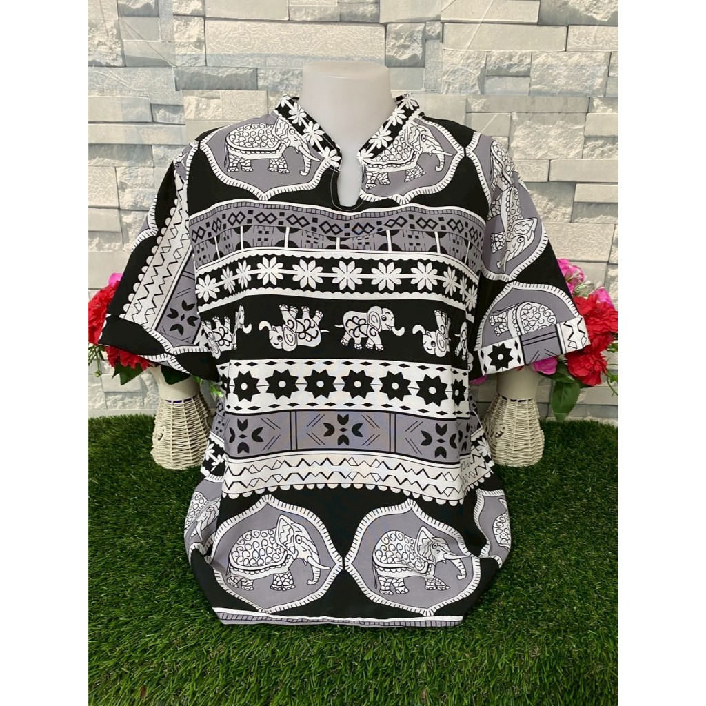 เสื้อสงกรานต์ เสื้อลายช้าง เสื้อผู้หญิง รอบอก 46-52นิ้ว ลายดอก รุ่น76