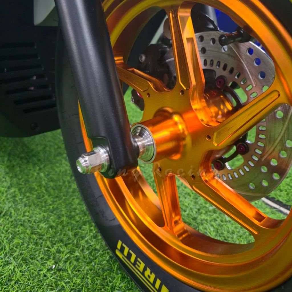 แกนล้อหน้า+บูทล้อหน้า GIORNO สแตนเลสแท้ ไม่เป็นสนิม ใส่ได้เลยตรงรุ่น แกนล้อจีโอโน่ (แกนล้อหัวปิดลายสนาม+บูทล้อหน้า 1คู่) - รูปที่ 3