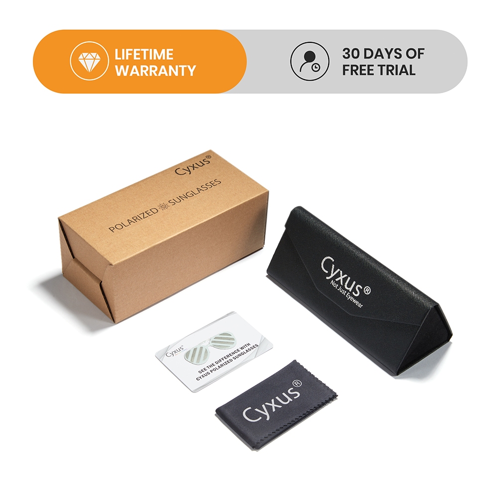 Cyxus แว่นกันแดดสำหรับผู้ชาย แบบแฟชั่น วัสดุ PC เฟรมสี่เหลี่ยมใหญ่ ต้านแสงกลับ ป้องกัน UV400 1058 - รูปที่ 4