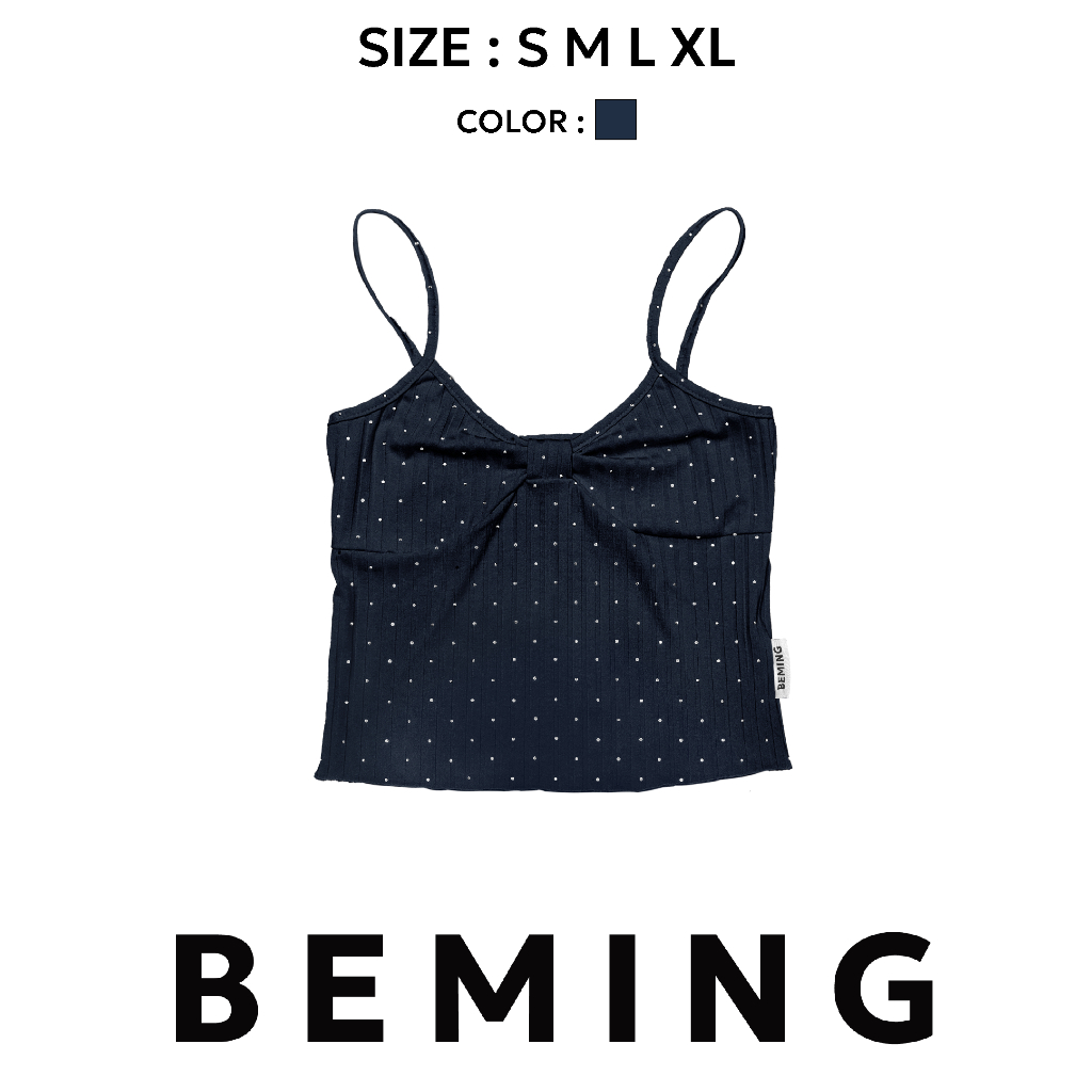Bemingtop951(S-XL)-Lena Glitter Cami  – สายเดี่ยวผ้าร่องปักเพชรสุดคิ้วท์ - รูปที่ 7