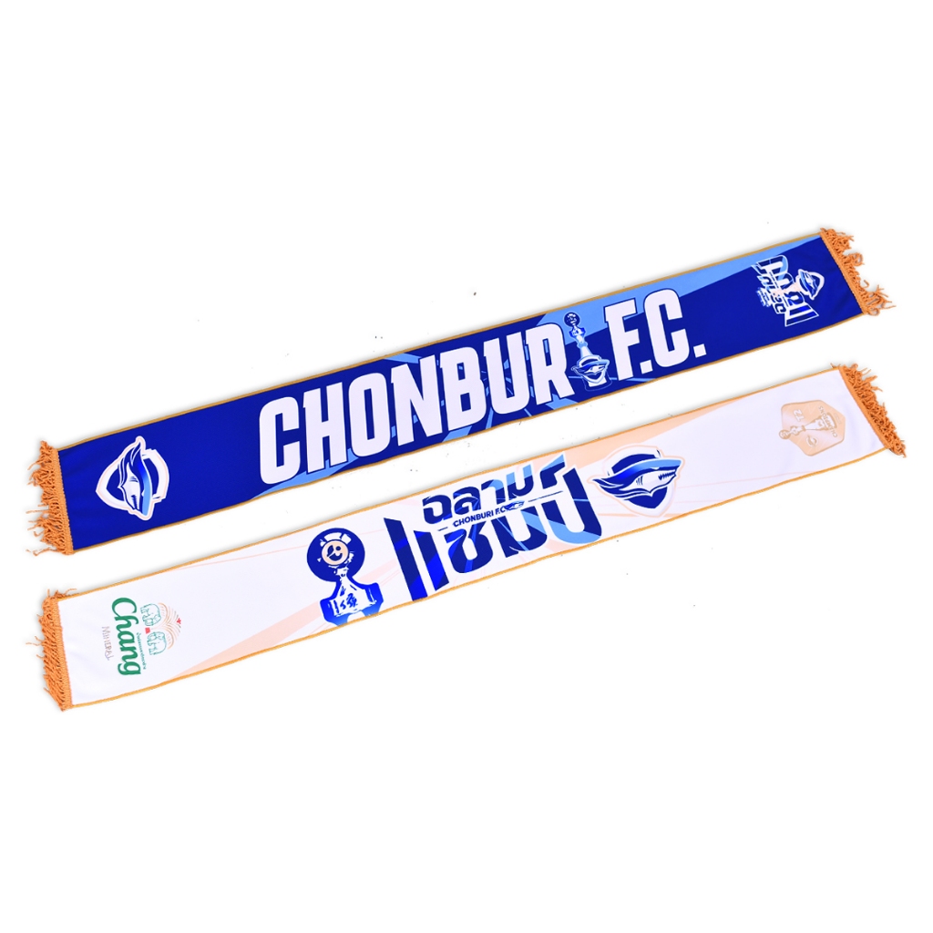 Chonburi FC 2025 ผ้าพันคอ ชลบุรี เอฟซี ลาย ฉลามแชมป์ T2