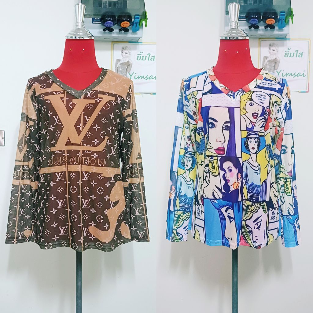 ป้าย NaNa เสื้อยืดผ้าซีทรู แขนยาว