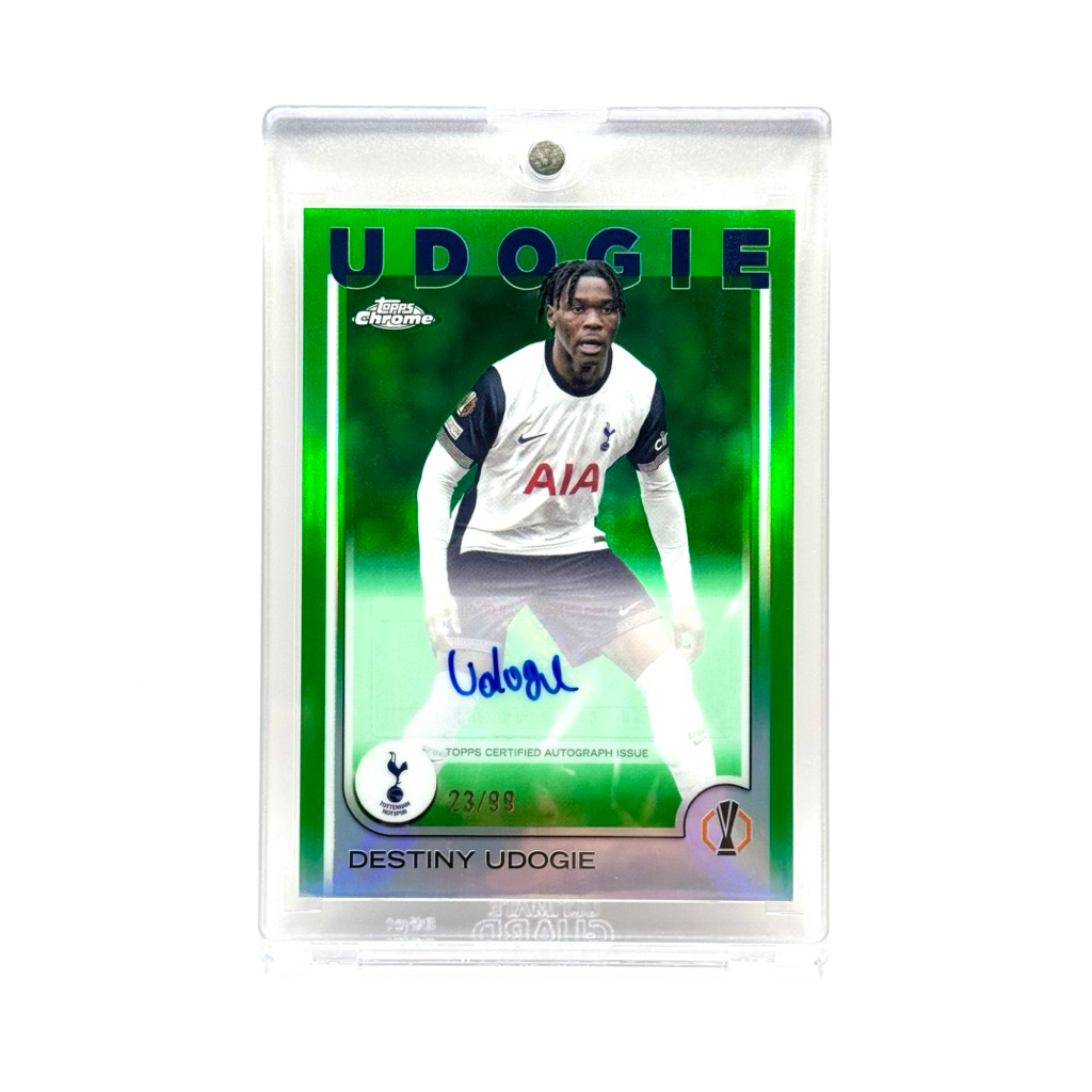 Topps Chrome UCC 24/25 Destiny Udogie Tottenham Hotspur /99 Chrome Autograph Green Refractors
