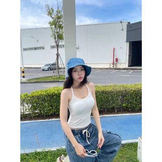 🌞B-269🌞เสื้อสายเดี่ยวสายฝอ แบบใหม่แบบสับ พาสเทล 6 สี มีฟองน้ำในตัว