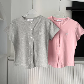 Baby Heart เสื้อยืดงานปักกระดุมหน้ามีไซต์🍒พร้อมส่ง