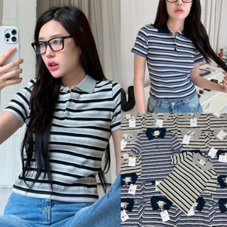 🍊 VL strip polo“ เสื้อโปโลคอลายรุ่นใหม่ ลายทาง สีละมุน ฟีลเก…