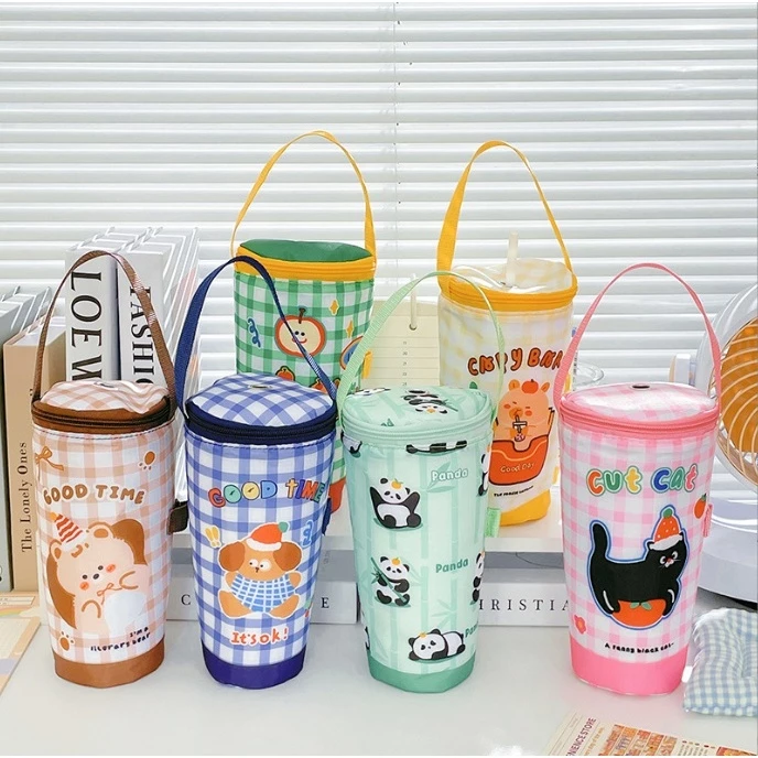 กระเป๋าใส่แก้วน้ำ ถุงเก็บอุณหภูมิ ถุงใส่ชานม แก้ว กาแฟ แก้วเยติ มีรูหลอด มีฉนวนเก็บความเย็น/ร้อน พร้อมหูหิ้ว