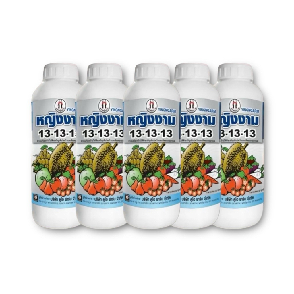(1ลิตร 5 ขวด) 13-13-13 1 ลิตร ตราหญิงงาม ปุ๋ยน้ำ ช่วยขยายขนาดใบ ใบใหญ่ ใบหนา บำรุงต้น บำรุงกิ่ง