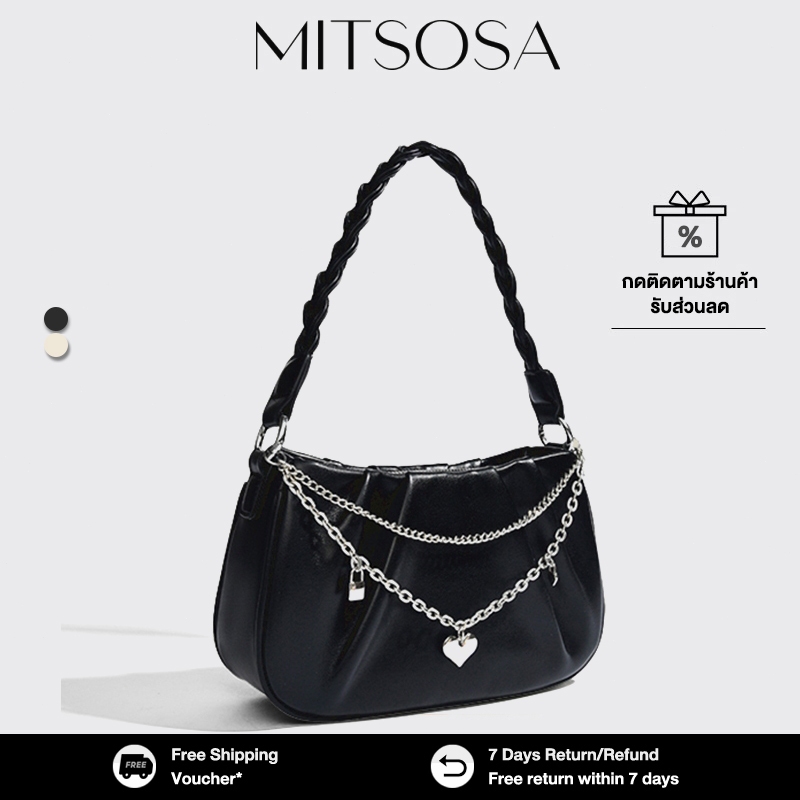 MITSOSA Nikis กระเป๋าก้อนเมฆ สะพายไหล่ข้างเดียวและสะพายค่ดอกได้ ดีไซน์จับจีบ กระเป๋ารักแร้ เรียบง่ายและทันสมัย