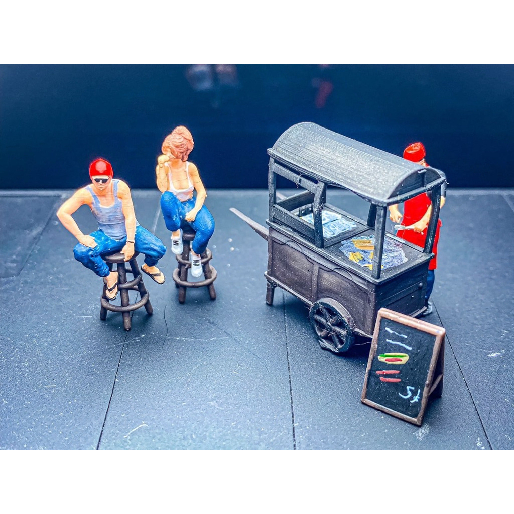 ฟิกเกอร์1/64 โมเดลคนจิ๋ว ผช 2 ผญ1 ร้าน +ป้าย     งานแฮนด์เมด วัสดุ เรซิ่น ปริ้น 3D ลงสี - รูปที่ 2