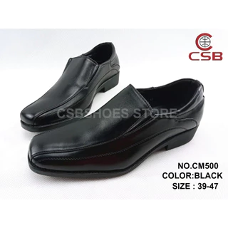 CSB รองเท้าหนังดำรหัส CM500 มีไซส์ใหญ่ 39-47 รองเท้าคัดชูส์สำหรับนักเรียน นักศึกษา ใส่ทำงานได้