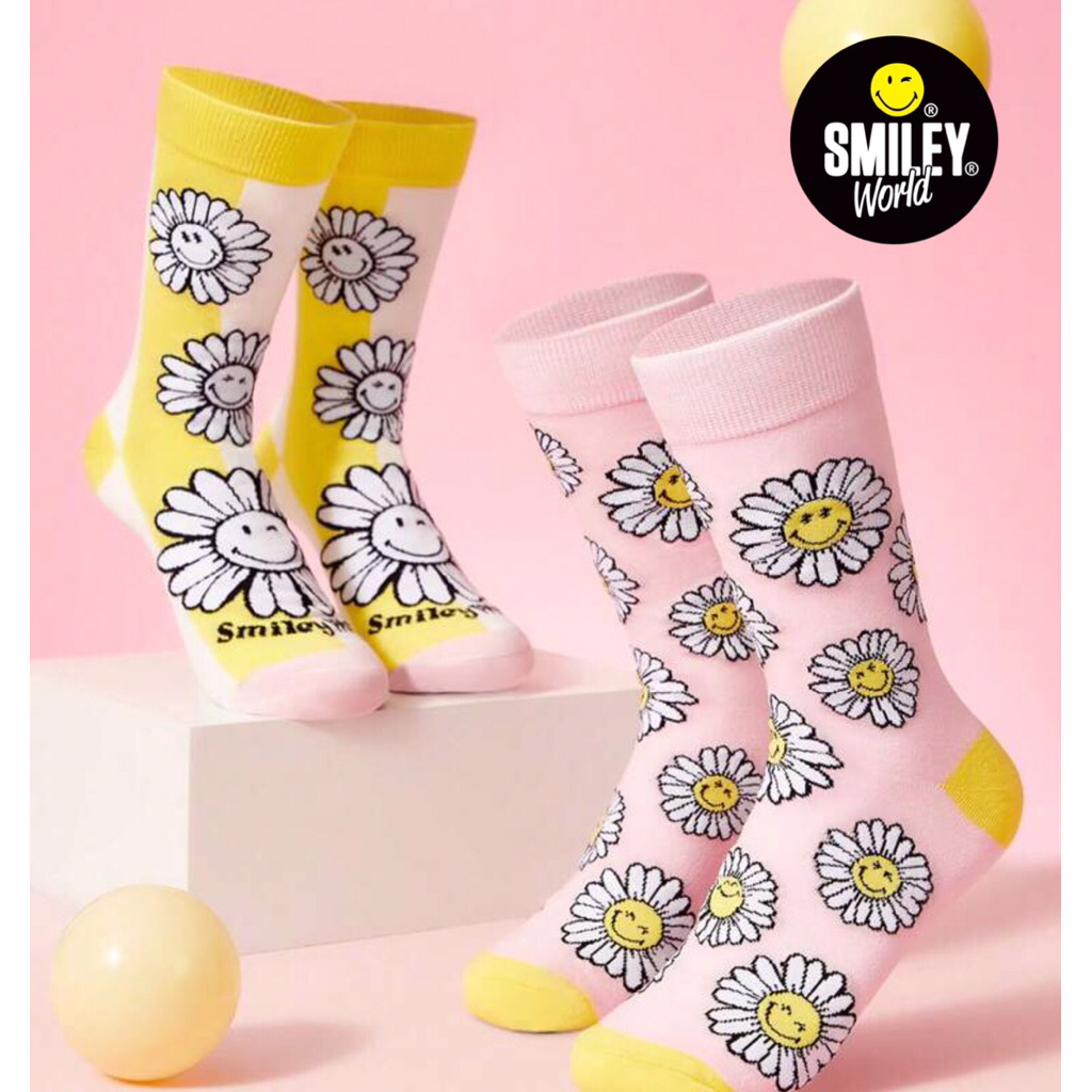 [พร้อมส่ง🇹🇭] ถุงเท้า Smiley®️ดอกเดซี่ 2 คู่/pack (100% official licensed)