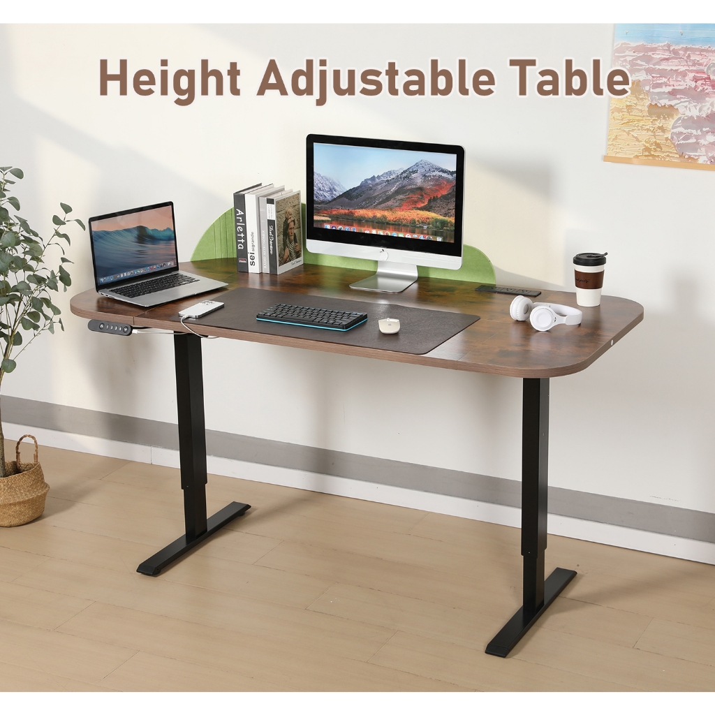 Electrically Adjustable Height Table 160cm x75cm x2.5cm Standing Desks With USB Wheels Max height:11