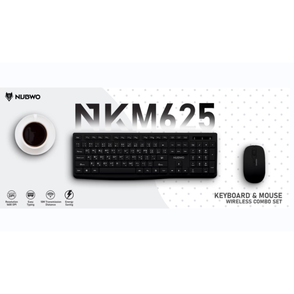 KEYBOARD MOUSE (คีย์บอร์ดและเมาส์) NUBWO VIRGO NKM625 WIRELESS BY COMCOM