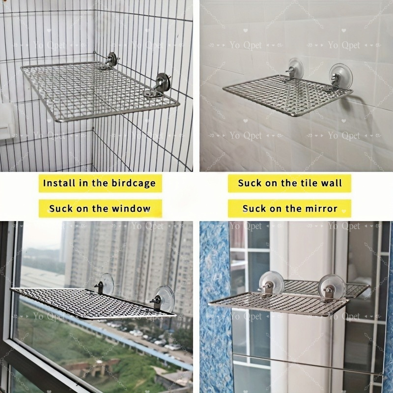 ที่ยืนนกแก้ว แพลตฟอร์มโลหะ สแตนเลสสวมใส่สถานีนก นกแก้วตาข่ายเหล็กแพลตฟอร์ม ของเล่นแพลตฟอร์มสําหรับสั - รูปที่ 5