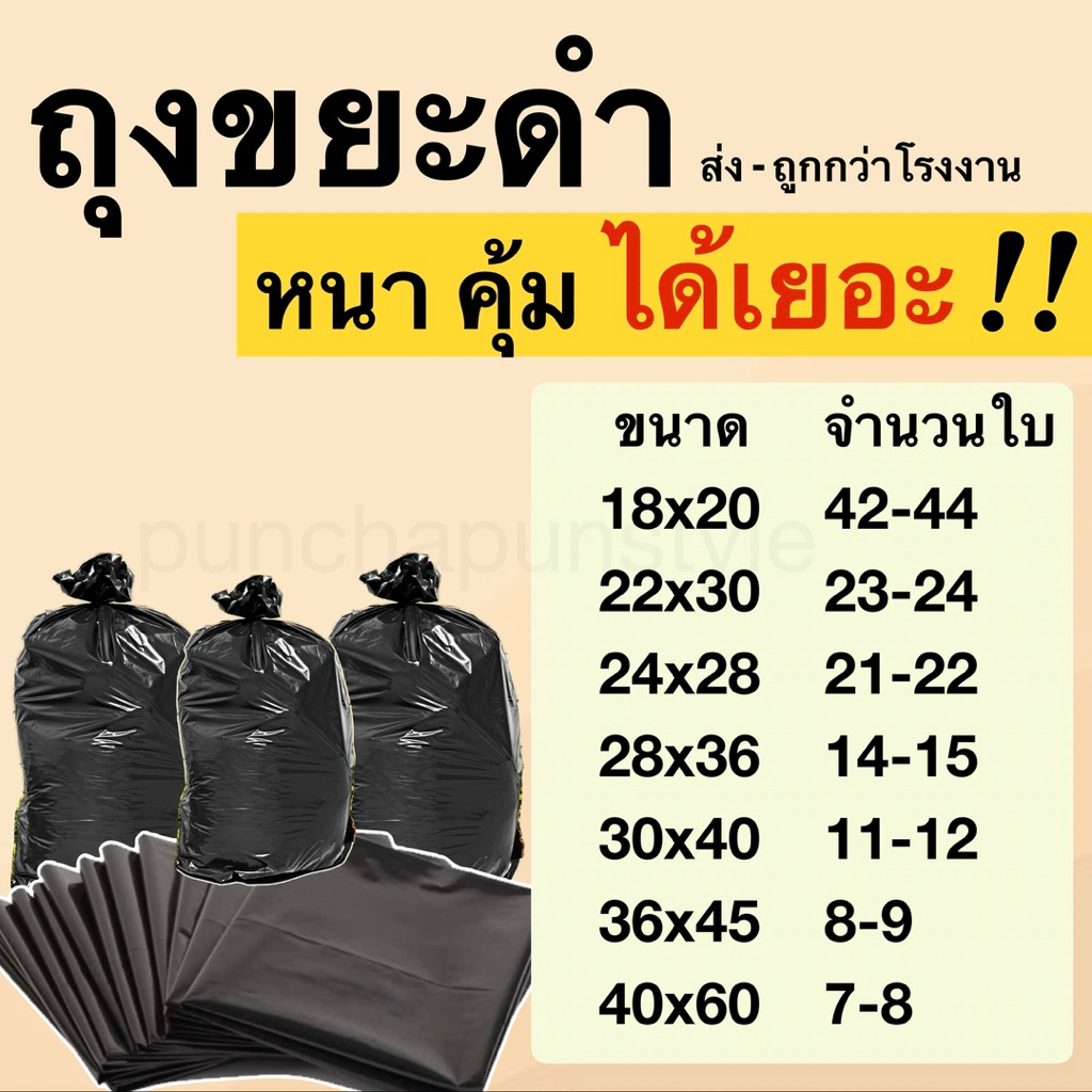 พร้อมส่ง ส่งไว ถุงขยะดำ 1 กก. คุ้ม ให้เยอะ ใช้งานง่าย หนา เหนียว ทน ราคาโดนใจ  โรงงานผลิตเอง