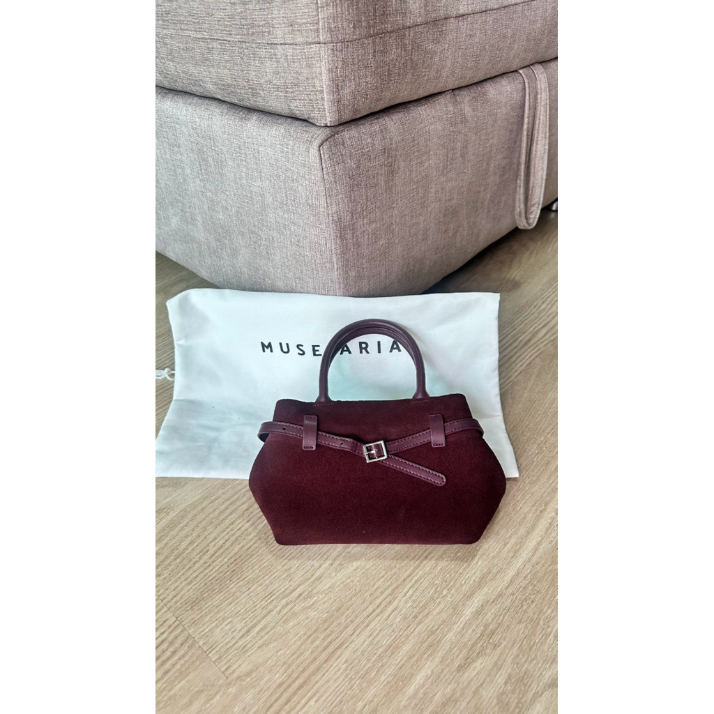 Used muse aria Mini Parisian Suede Top Handle Bag กระเป๋าหนังกลับแท้