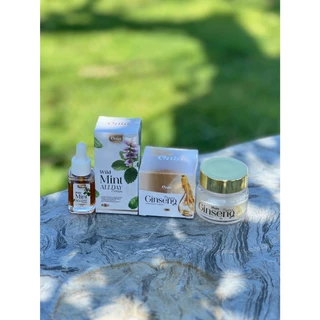 เซ็ตครีมหน้า เซ็ตคู่ เซรั่มใบมินต์ป่าอรอิน และ ครีมโสมอรอิน onin wild mint serum and onin panax ginseng night cream