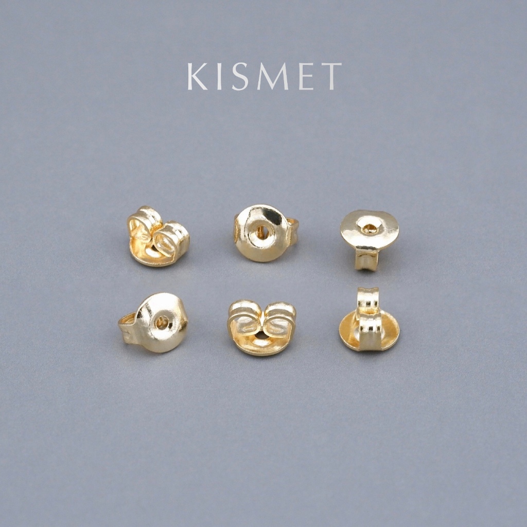 Kismet - Mini Metal แป้นต่างหูโลหะ ทรงกลม 5 มิล สีทอง 18k (Gold Color) แพ็ค 4 คู่ Earring Backs | KM004-GD18K