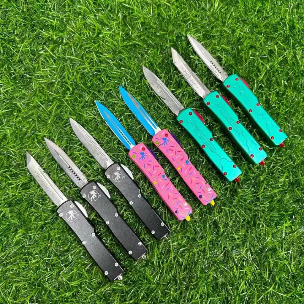 2025Microtech UTx70 Bounty Hunter มินิมีดกระโดดตรง + วัสดุใบมีด: D2 + วัสดุด้าม: อลูมิเนียมการบิน