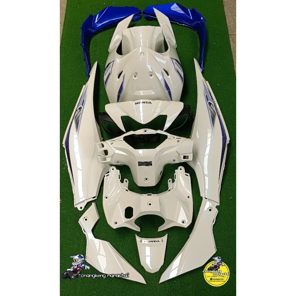 ชุดสี WAVE 110iตัวLEDปี2019-2023 สีขาวมุกน้ำเงิน/น้ำเงินแก้ว พร้อมติดลาย(ปี2025)13ชิ้นลูกค้าสามารถเลือกสีและลายได้ทางแชท