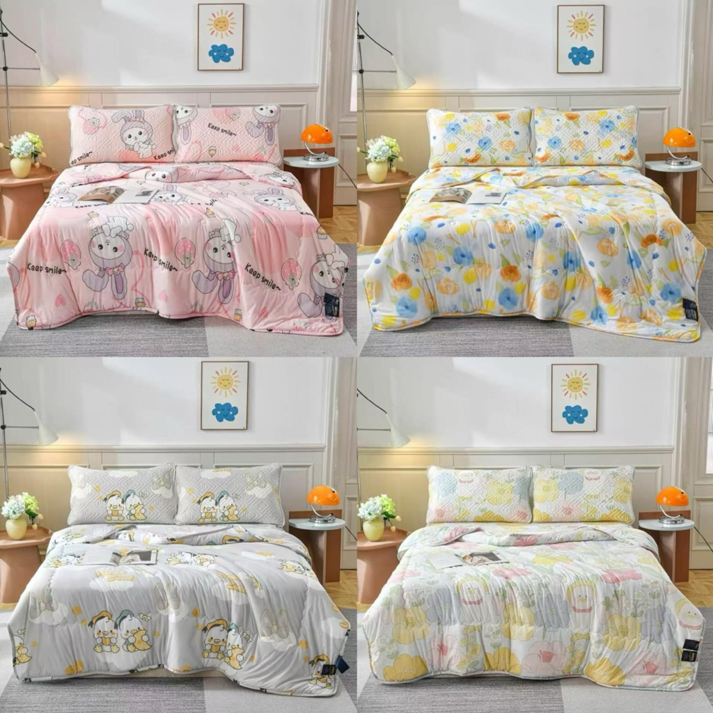 ผ้าห่มไหมน้ำแข็ง 7*8ฟุต215*235cmห่มเย็นสบาย เนื้อผ้าอย่างดี ใช้งานได้ดี