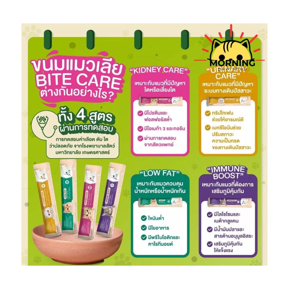 ราคาพิเศษ!!! Sale - Bite care  ขนมแมวเลีย สูตรพรีเมี่ยม สำหรับน้องแมวที่มีปัญหาสุขภาพ มี 4 สูตร (ยกกล่อง 30 ซอง)