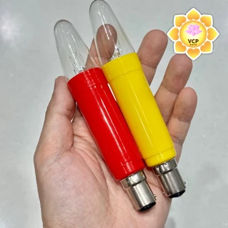 หลอดเทียนไฟฟ้า (คู่) สีเหลือง/สีแดง ขั้วเขี้ยวB15D กำลัง15 W ไฟบ้าน 220V