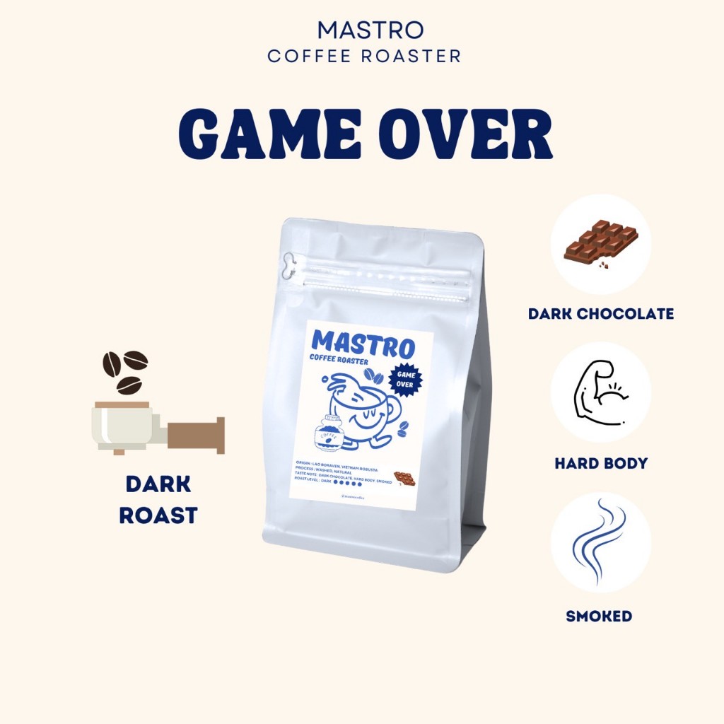 เมล็ดกาแฟคั่วเข้ม Game Over (Lao boraven , Vietnam Robusta)
