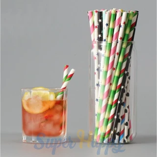 หลอดกระดาษ( Pack10/25ชิ้น) ย่อยสลายได้ หลอดดูดน้ำรักษ์โลก หลอดใช้แล้วทิ้ง(Paper Straw Biodegradable)
