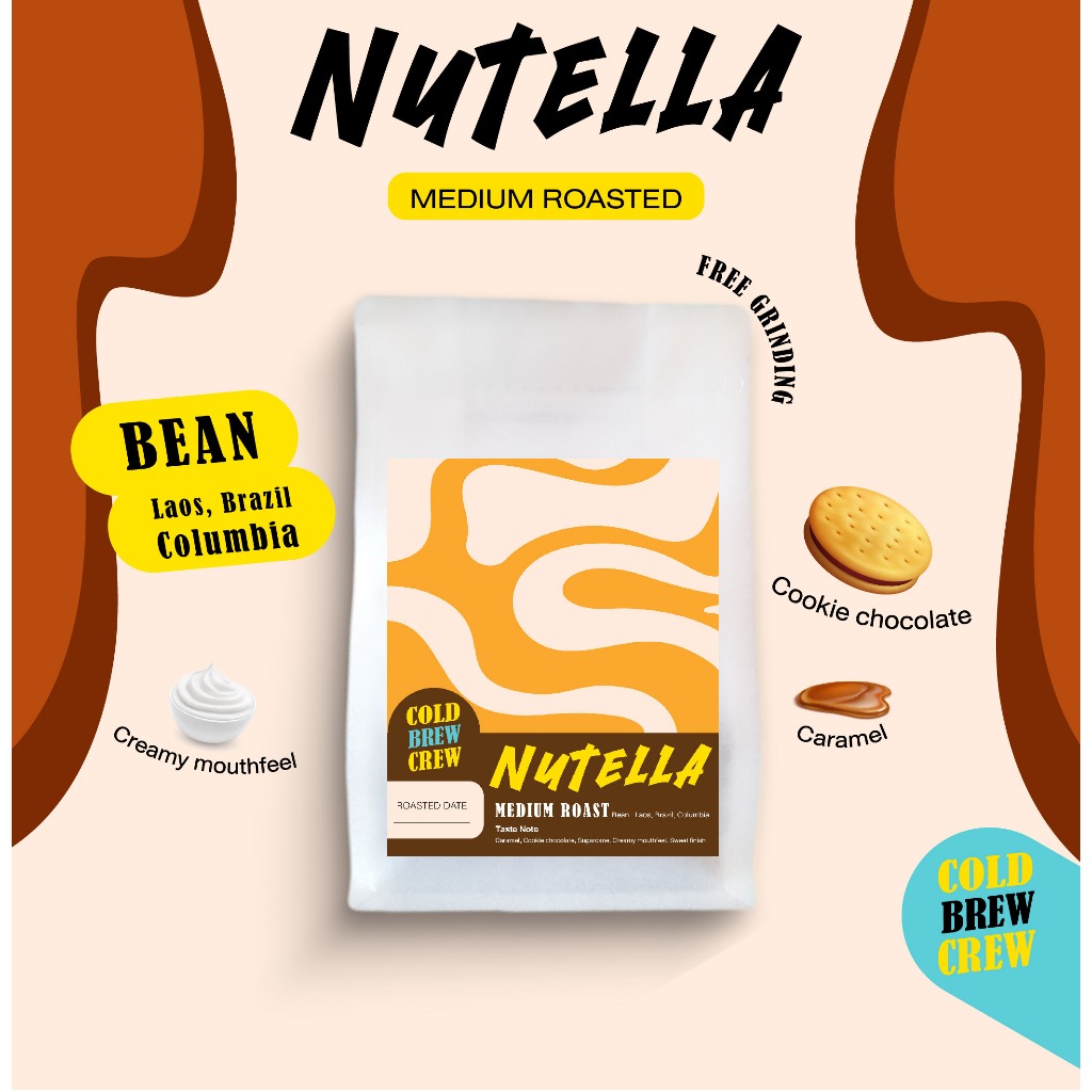 เมล็ดกาแฟ คั่วกลาง Nutella กาแฟโทนช็อคโกแลตชิป คุ้กกี้ บอดี้ ละมุน เหมาะทั้งกาแฟดำและกาแฟนม