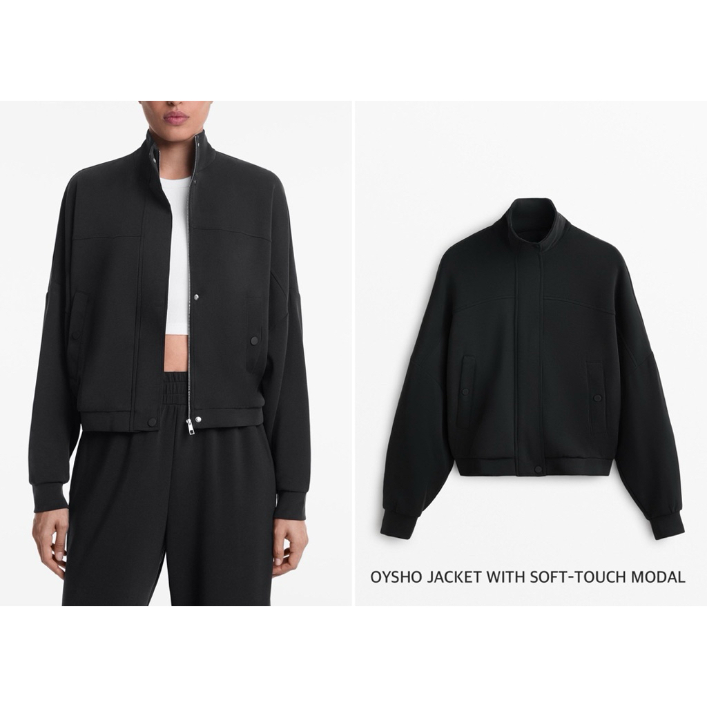 OYSHO เสื้อแจ็กเก็ต ใส่คุมออกกำลังกาย แขนยาว JACKET WITH SOFT-TOUCH MODAL (A2306)