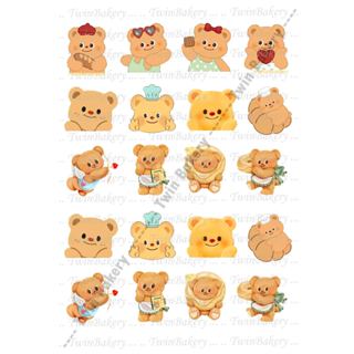 แผ่นเวเฟอร์ (Wafer sheet) สำหรับตกแต่งเค้ก รวมลายหมีเนย Butt…